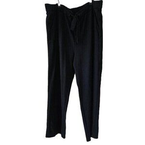 Badgley Mischka Pants Women 2X Black Straight Leg Tie Waist Pockets Pull On Goth
